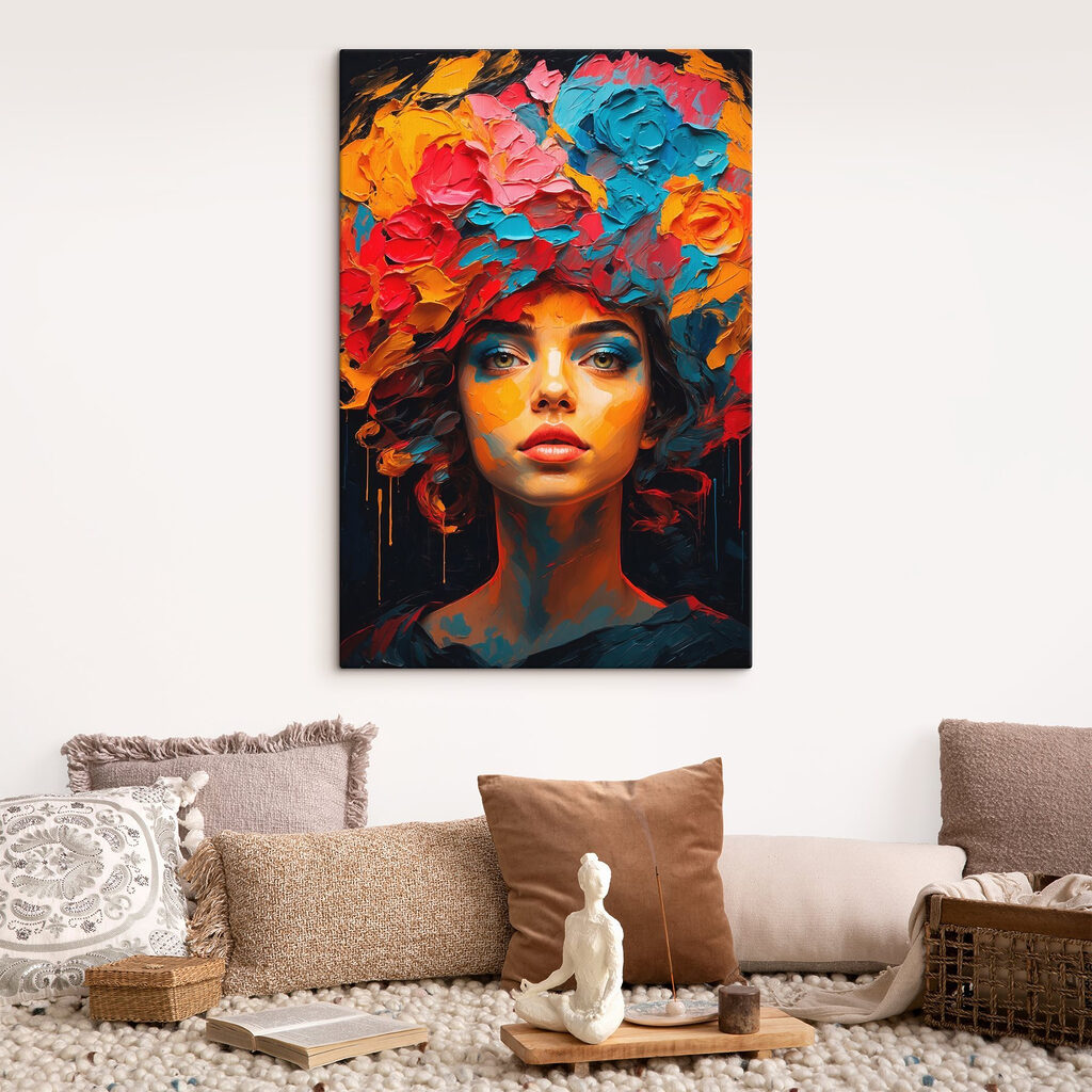 Rosto sob grinalda floral — interior 2