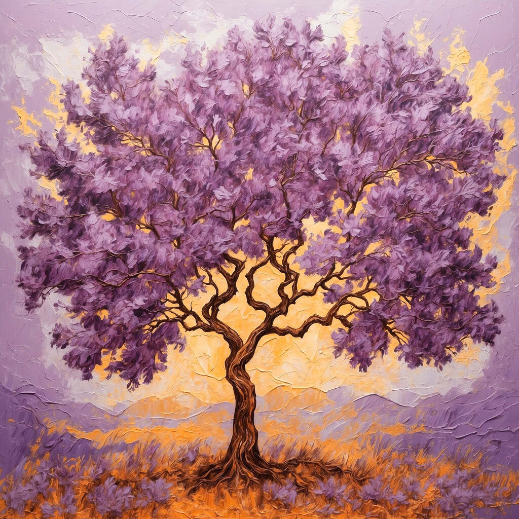 Copa roxa sobre lavanda — design completo