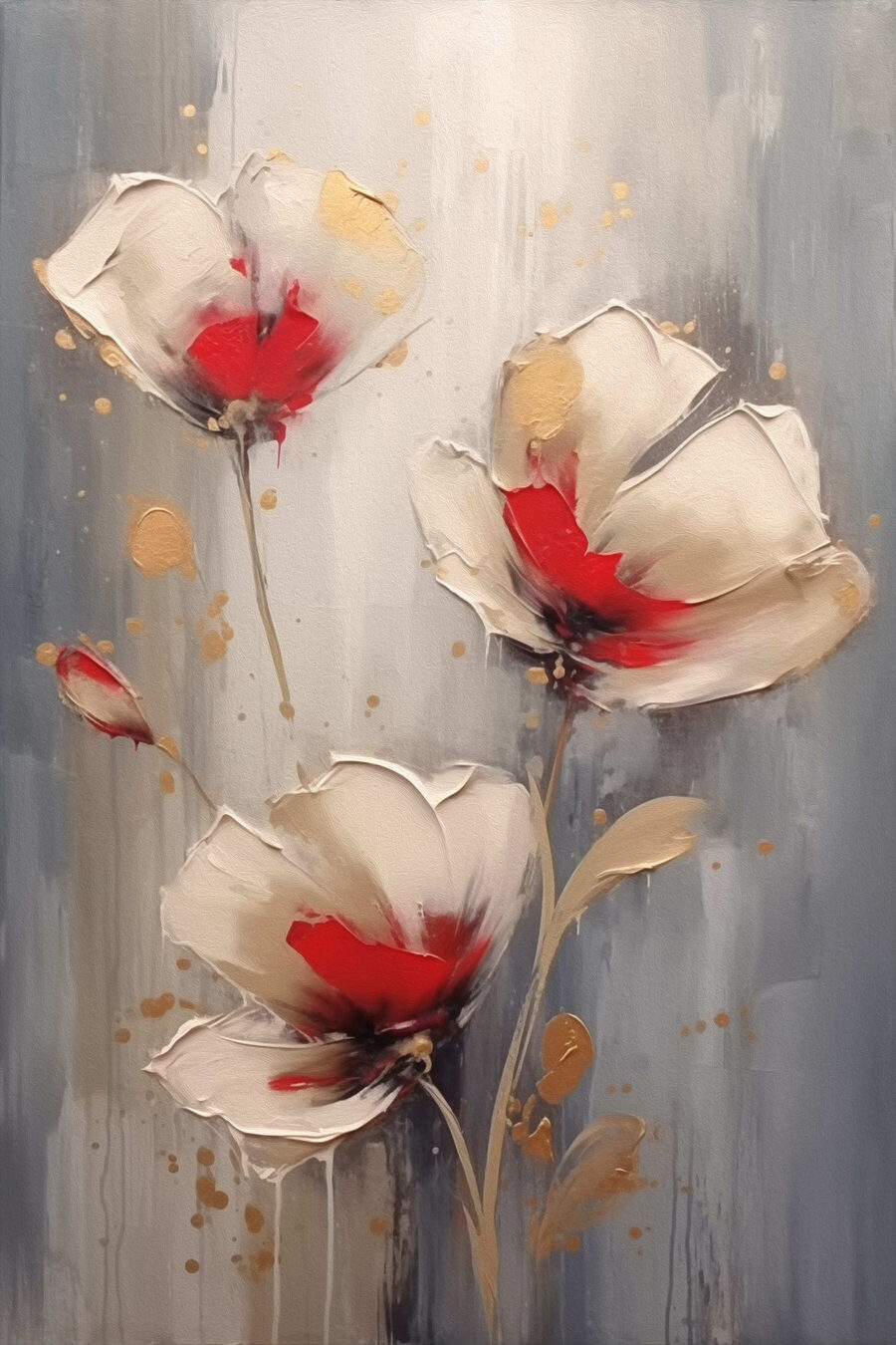Flores brancas com vermelho — design completo
