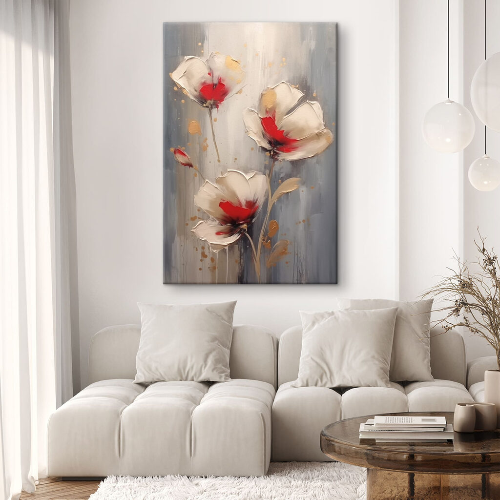 Flores brancas com vermelho — interior 1