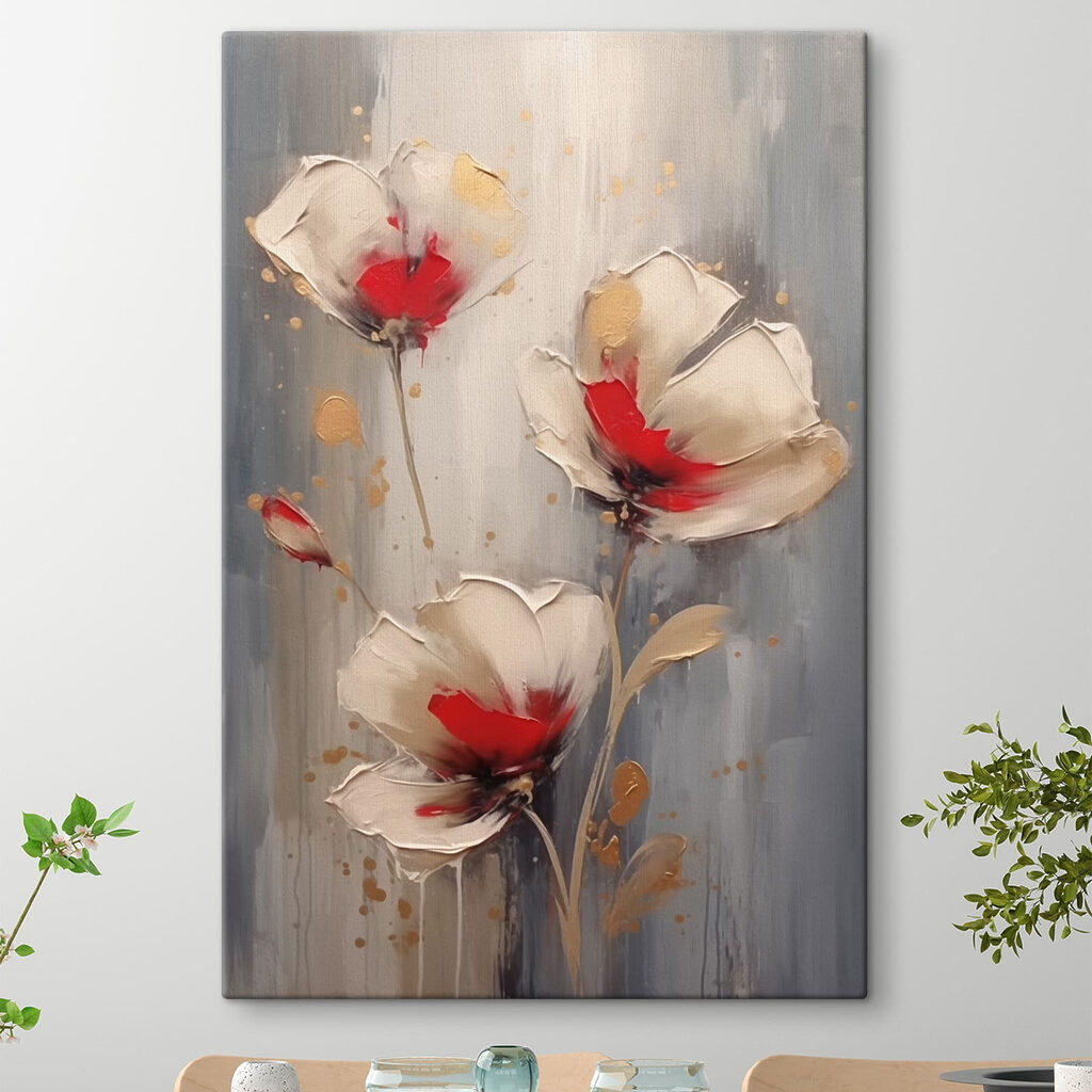 Flores brancas com vermelho — interior 2