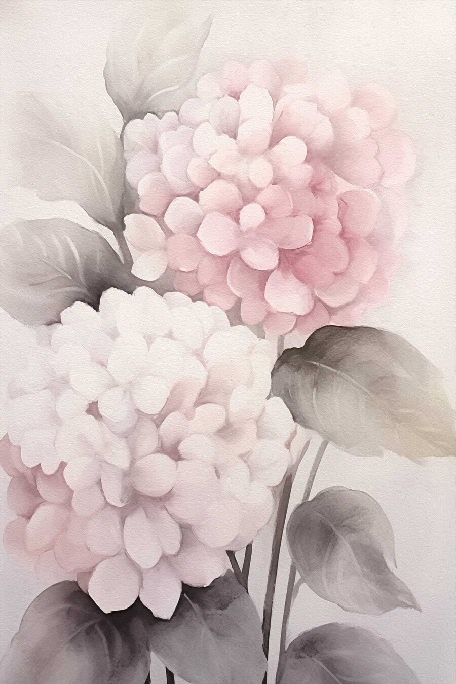 Hortênsias em rosa pastel — design completo