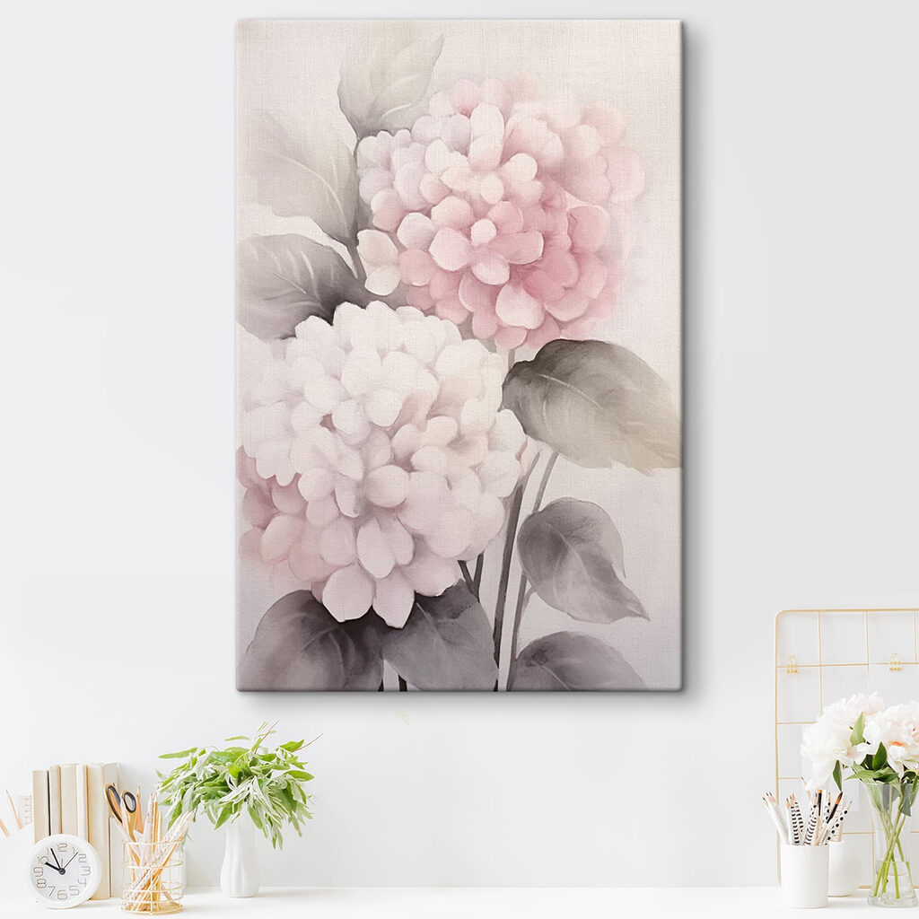 Hortênsias em rosa pastel — interior 2