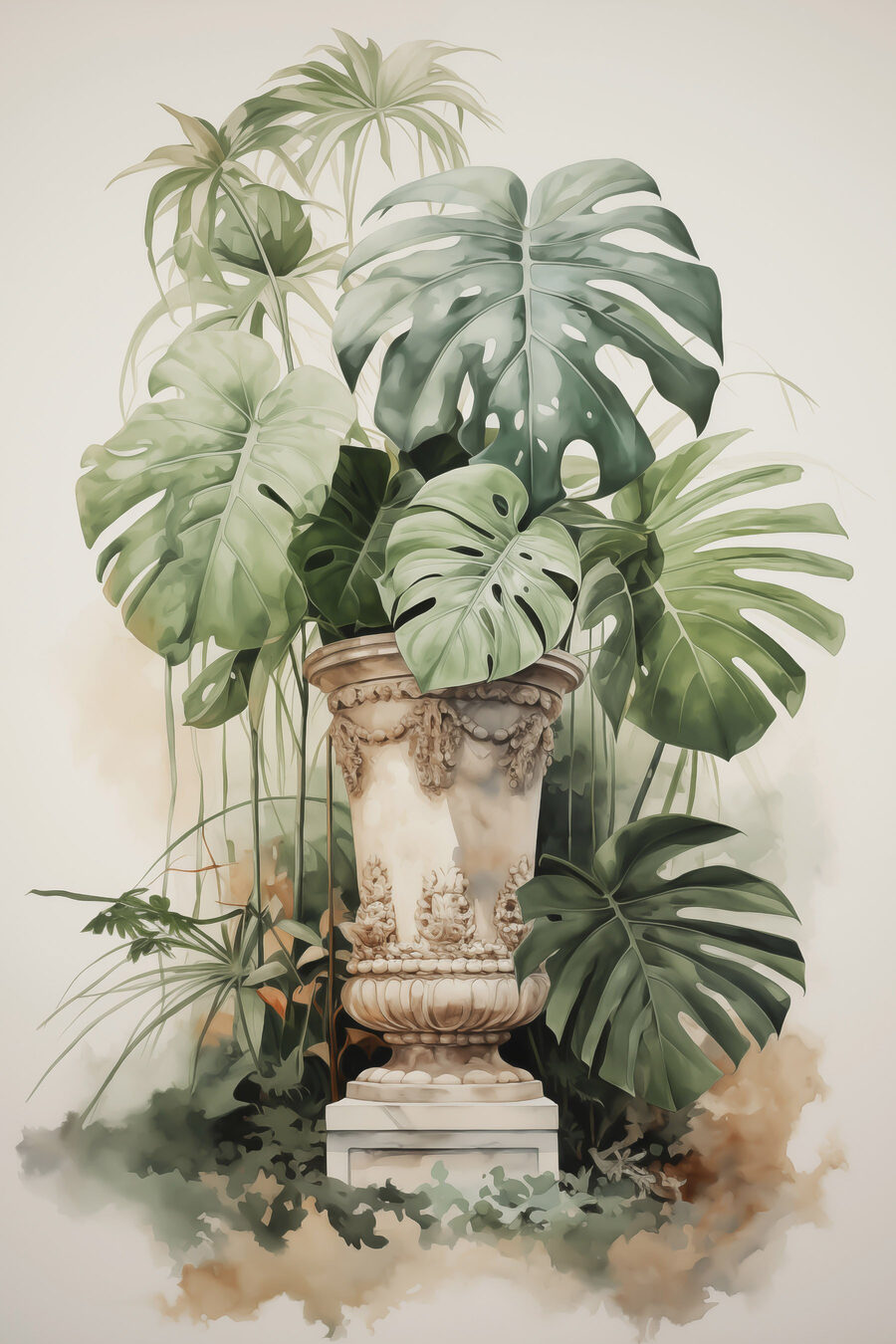 Monstera junto à coluna — design completo