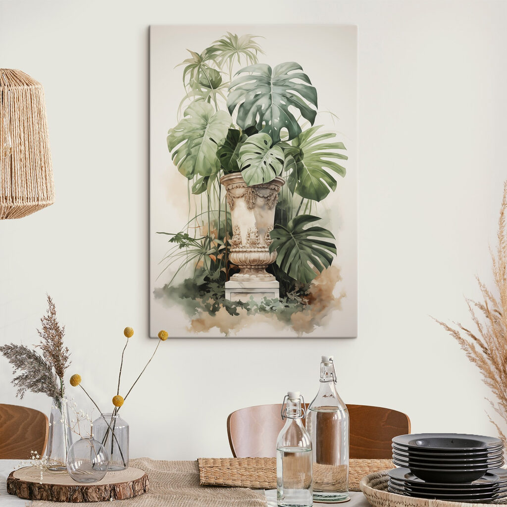 Monstera junto à coluna — interior 1