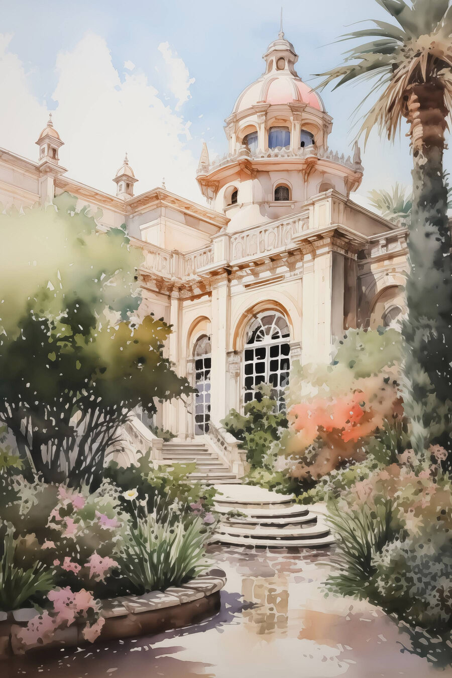 Cúpula sobre jardim florido — design completo