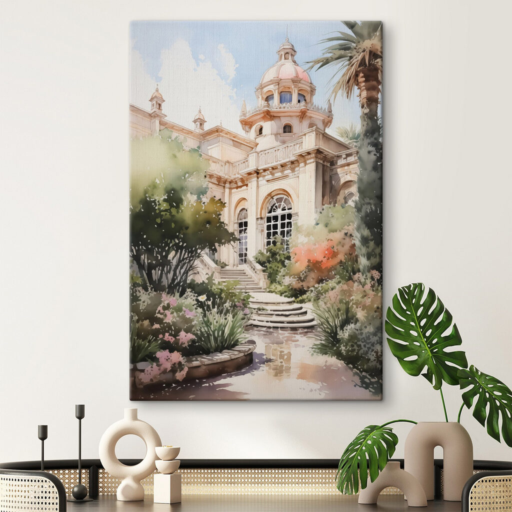 Cúpula sobre jardim florido — interior 1