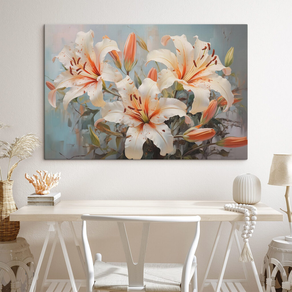 Lírios brancos com laranja — interior 2