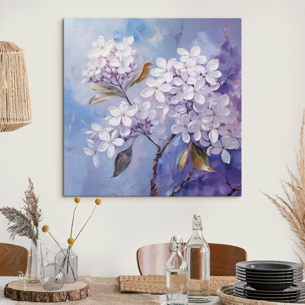 Flor lilás sobre azul — interior 2