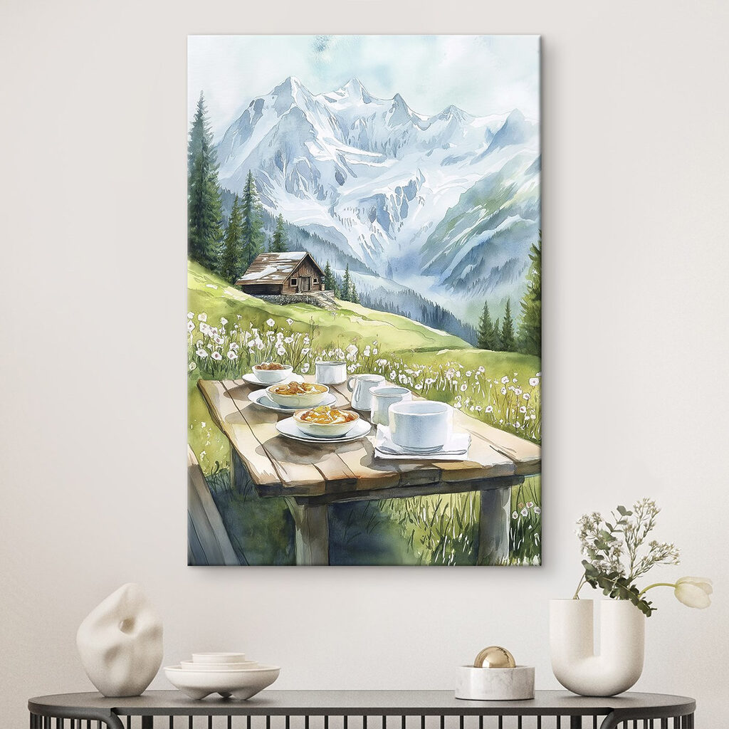 Pequeno-almoço sob cumes nevados — interior 1