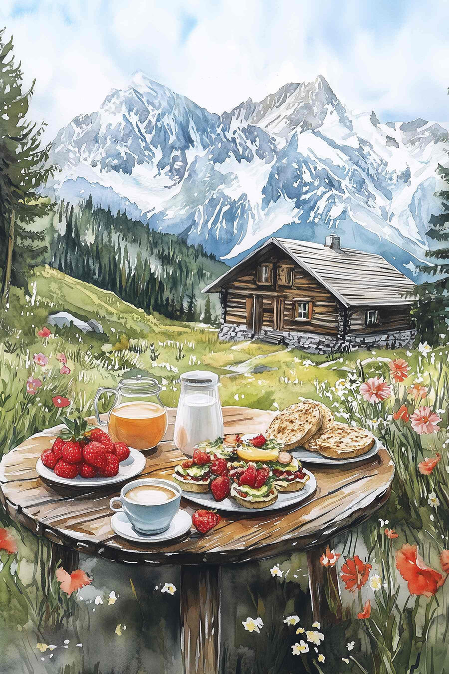 Pequeno-almoço junto ao chalé — design completo