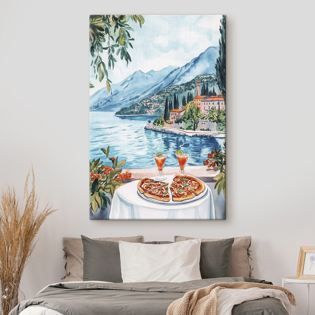 Pizza junto à aldeia num interior