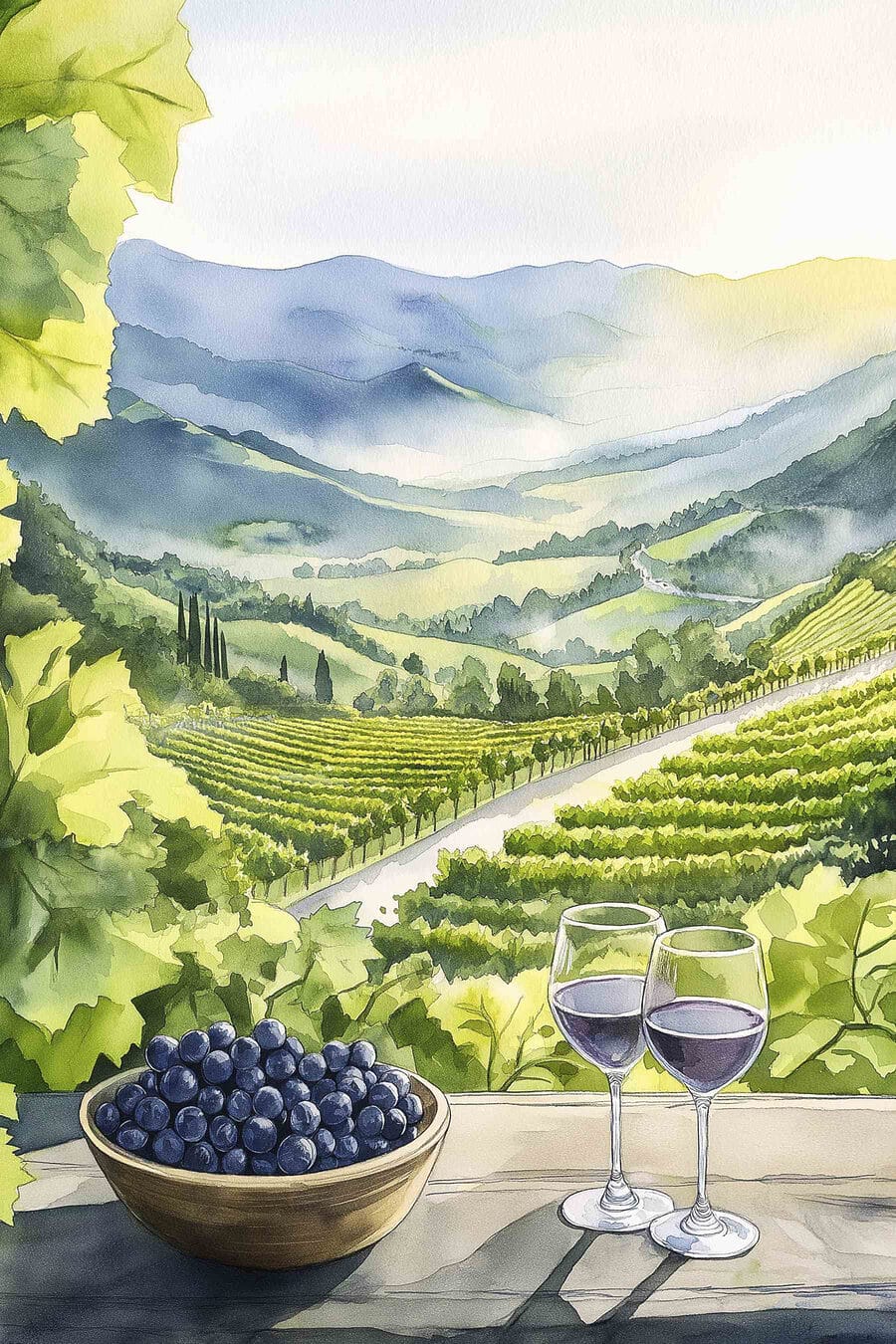 Vinho sobre vinhas verdes — design completo