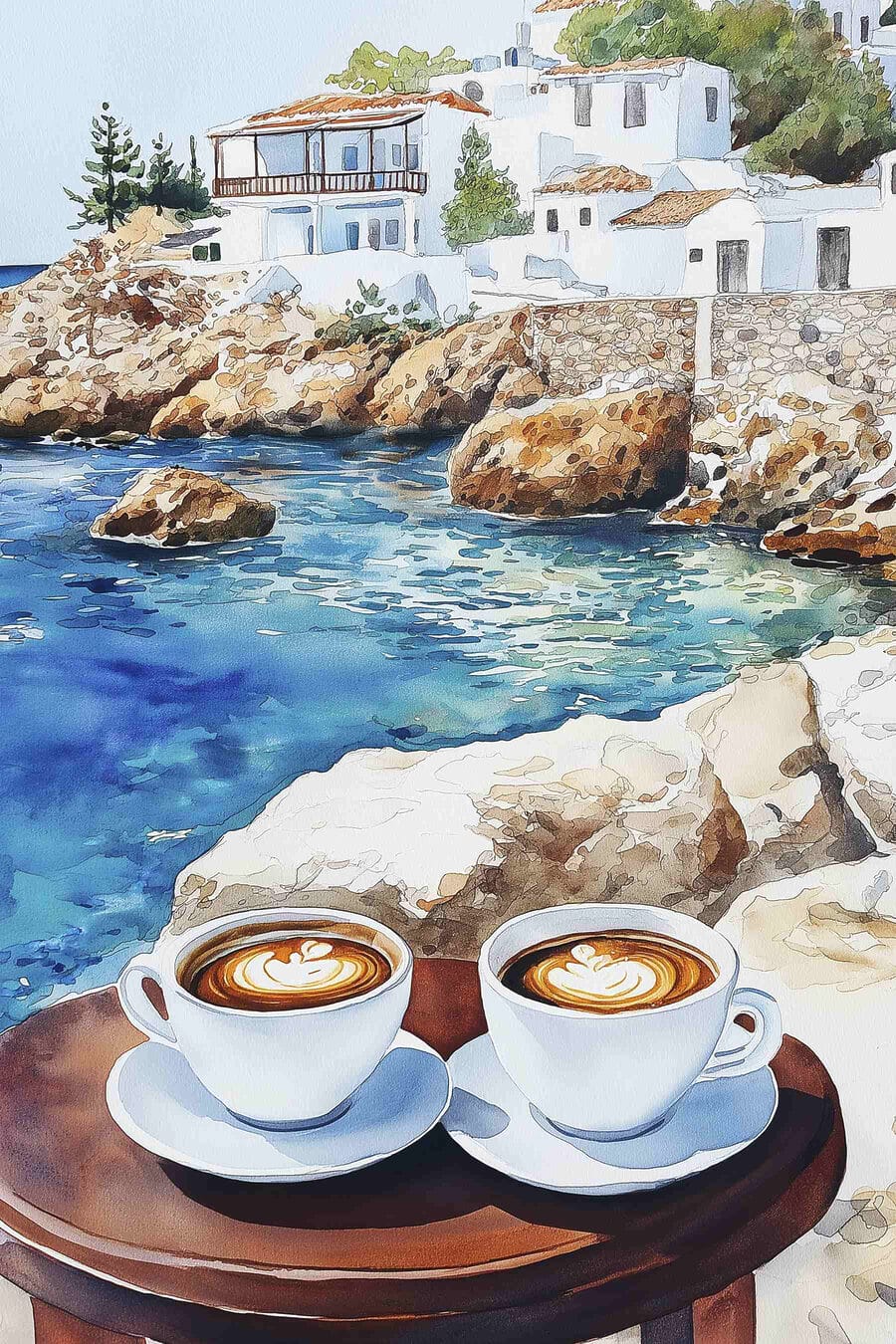 Café com casas brancas — design completo
