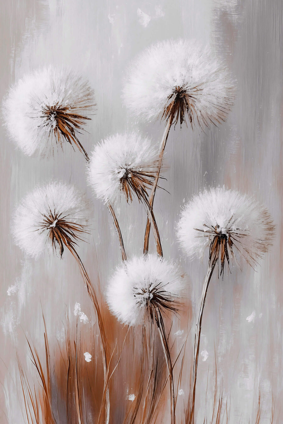 Pompons em hastes castanhas — design completo