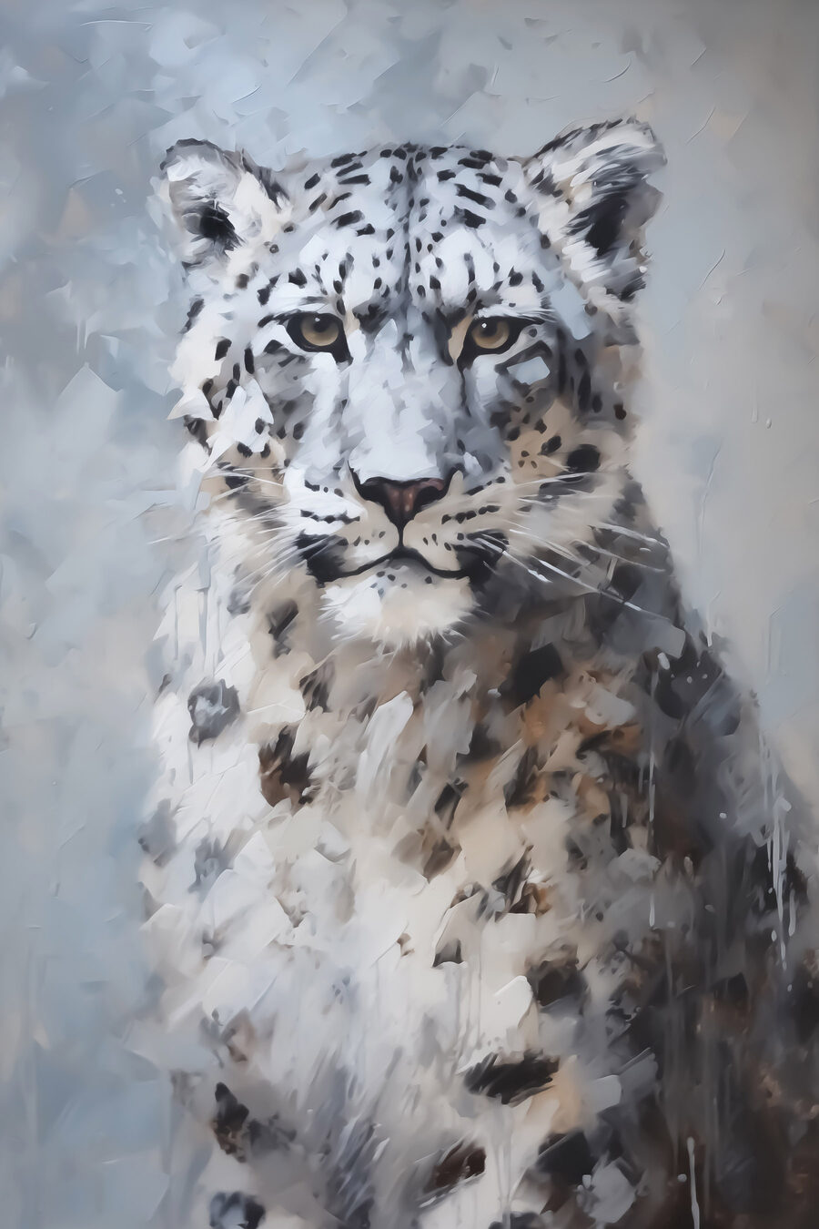 Leopardo-das-neves em aguarela — design completo