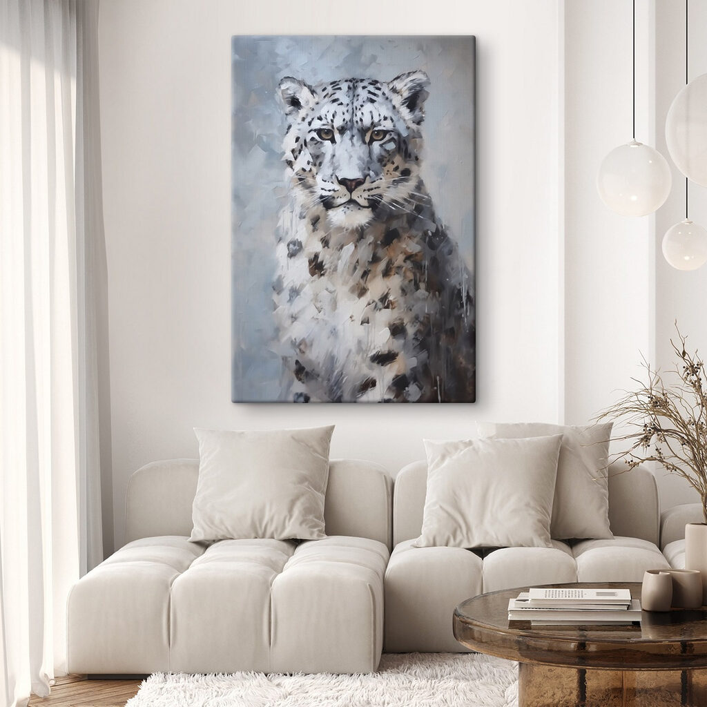 Leopardo-das-neves em aguarela — interior 2