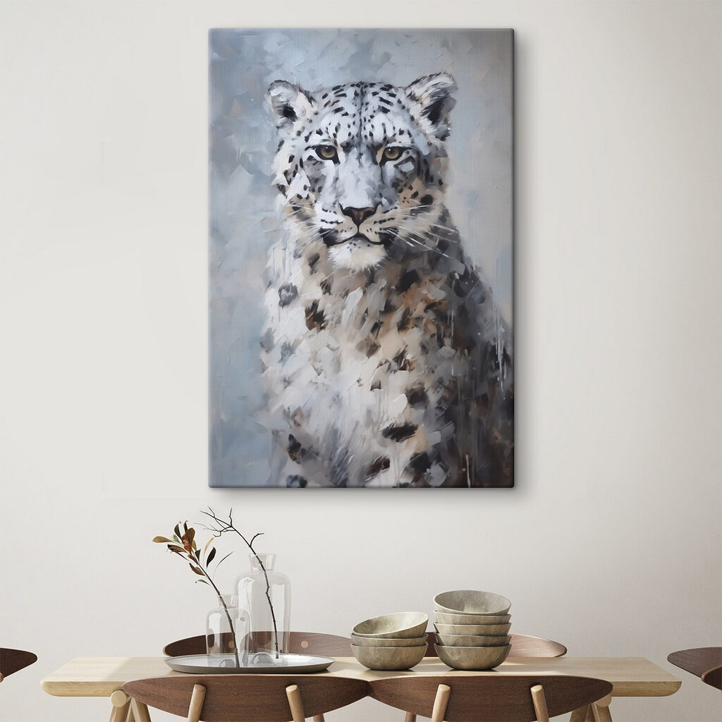 Leopardo-das-neves em aguarela — interior 1