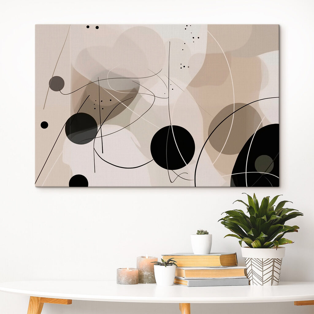 Círculos pretos entre linhas — interior 1