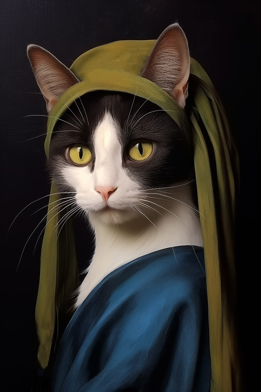 Gato com manto azul — design completo