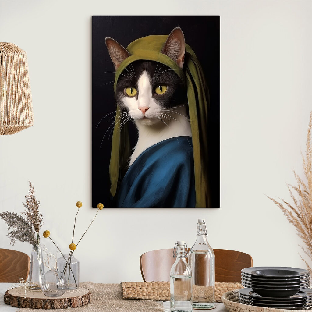 Gato com manto azul — interior 1
