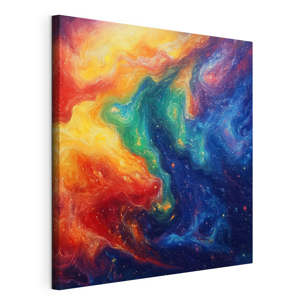 Nebulosas coloridas, tela esticada e borda contínua