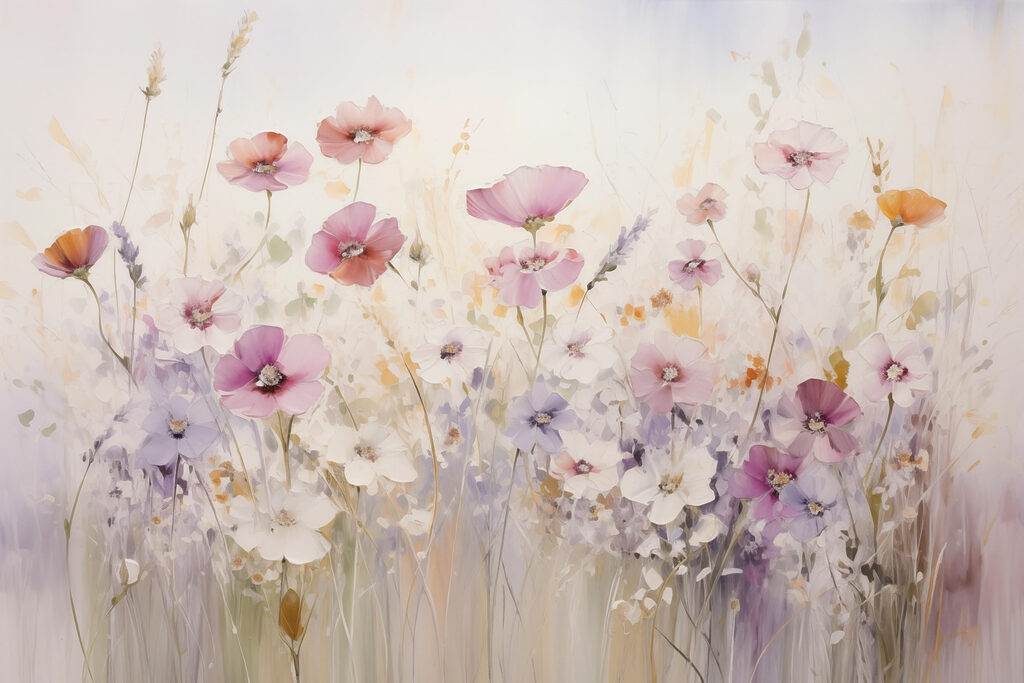 Flores silvestres pastel — design completo