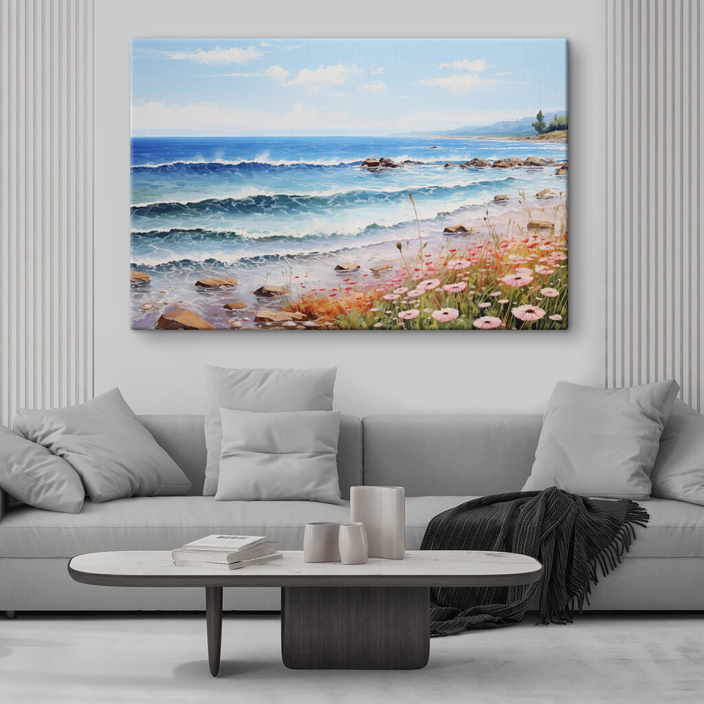 Praia florida em azul — interior 1
