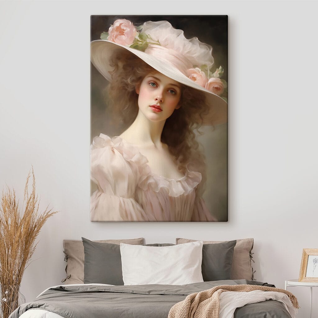 Mulher com chapéu cor-de-rosa — interior 1