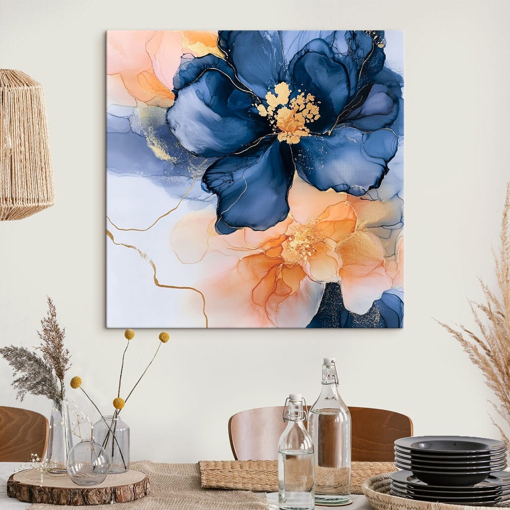 Flor azul em pêssego — interior 2