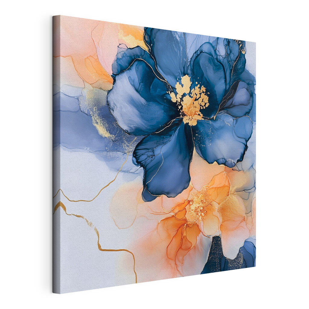 Flor azul em pêssego — vista do produto