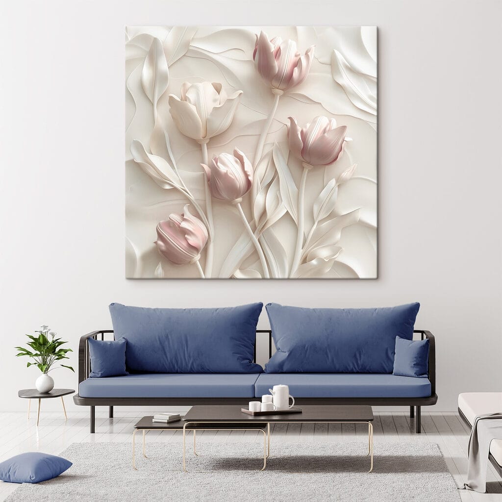 Tulipas rosa entre linhas — interior 2