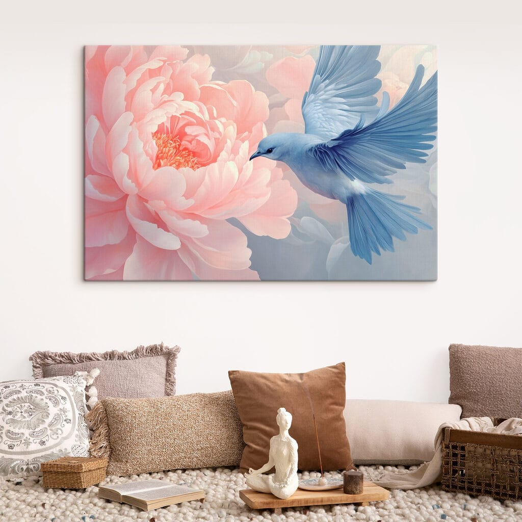 Ave com peónia rosa — interior 3