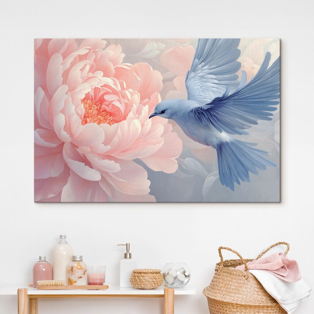 Ave com peónia rosa — interior 1
