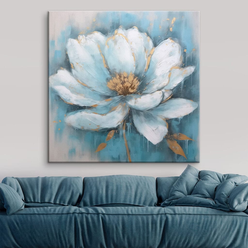 Flor azul-gelo com dourado — interior 1