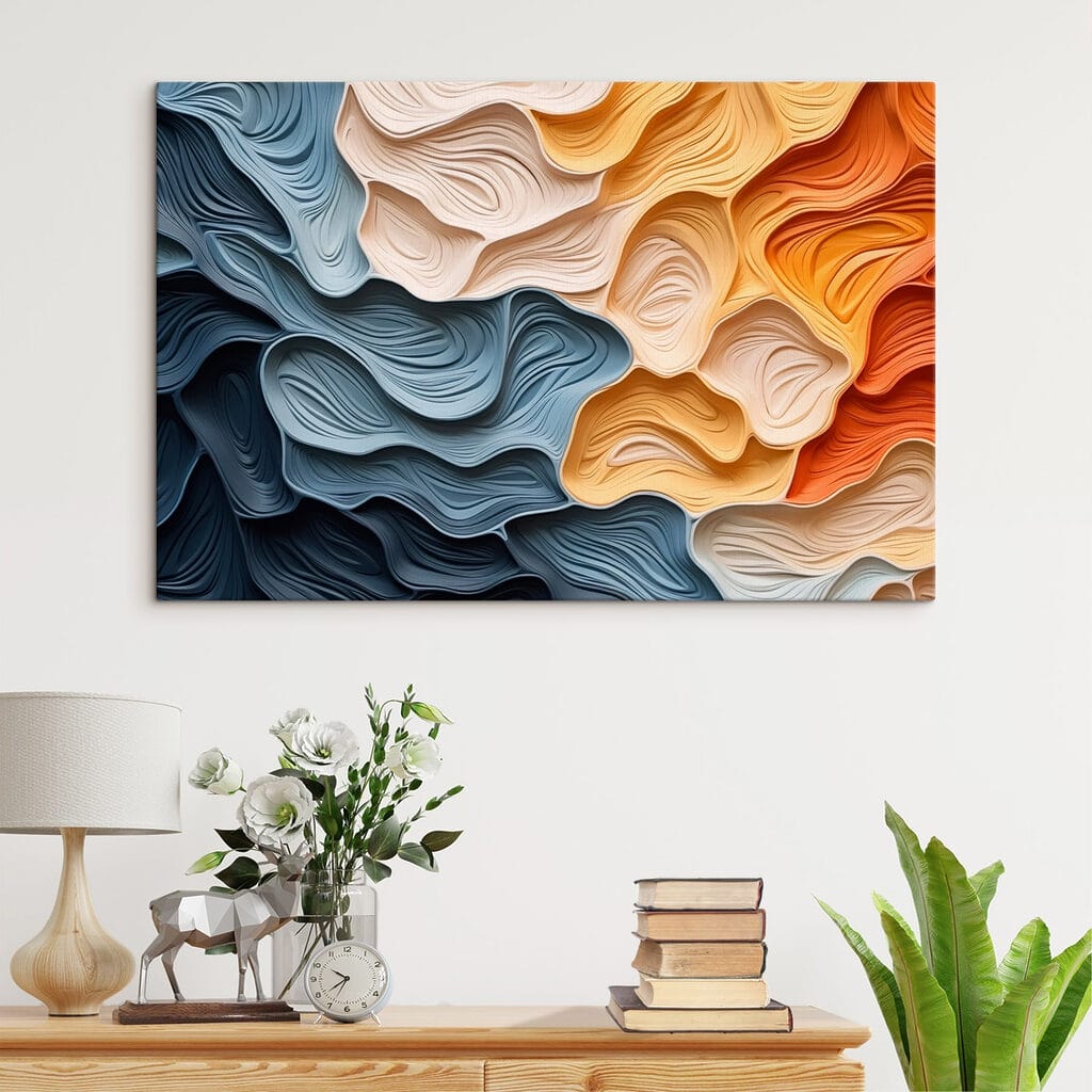 Pregas azuis e laranja — interior 1