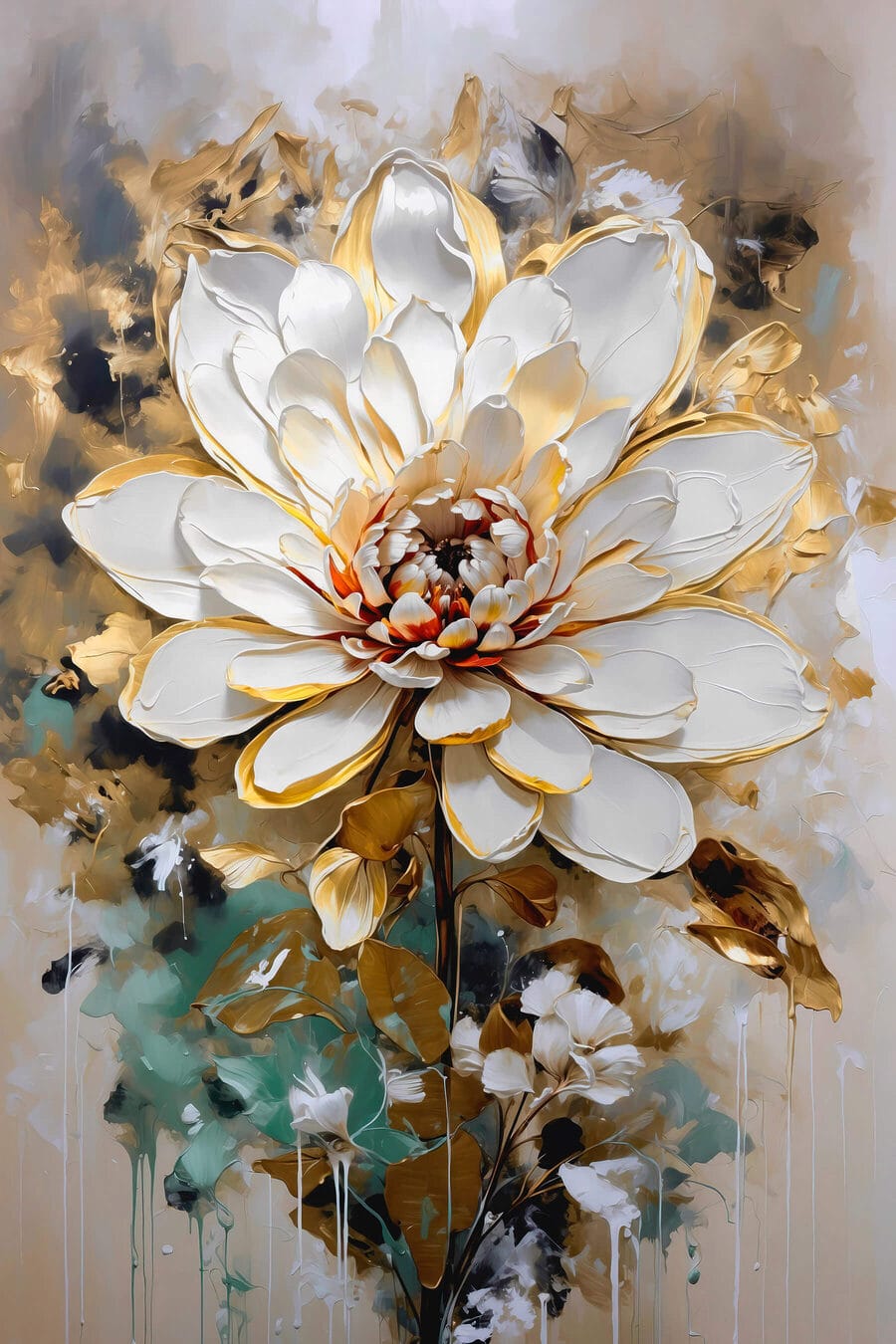 Flor entre folhas azul-esverdeadas — design completo