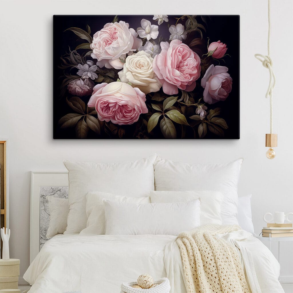 Rosas sobre sombra profunda — interior 1