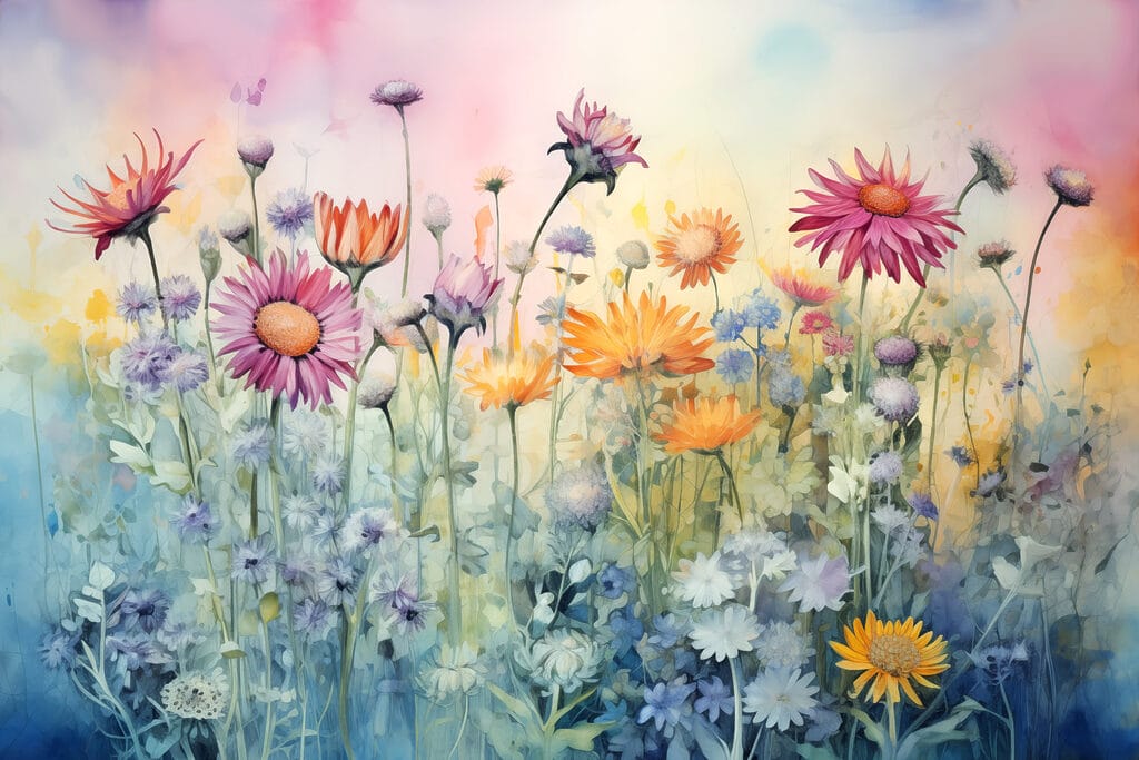 Flores silvestres ao amanhecer — design completo