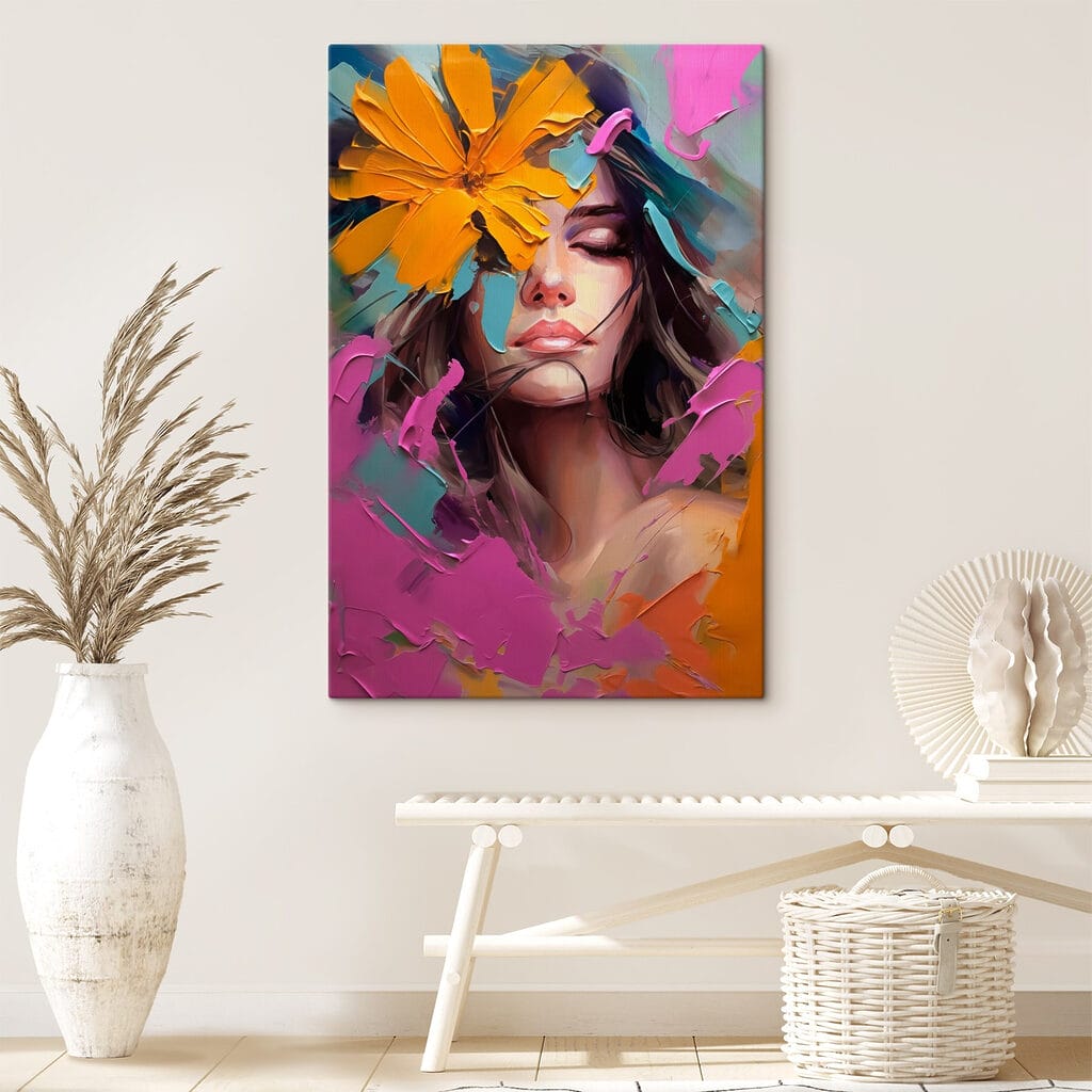 Rosto com flor amarela — interior 2