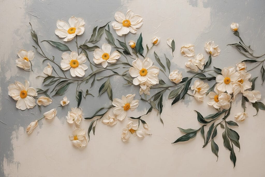 Flores brancas e verdes — design completo