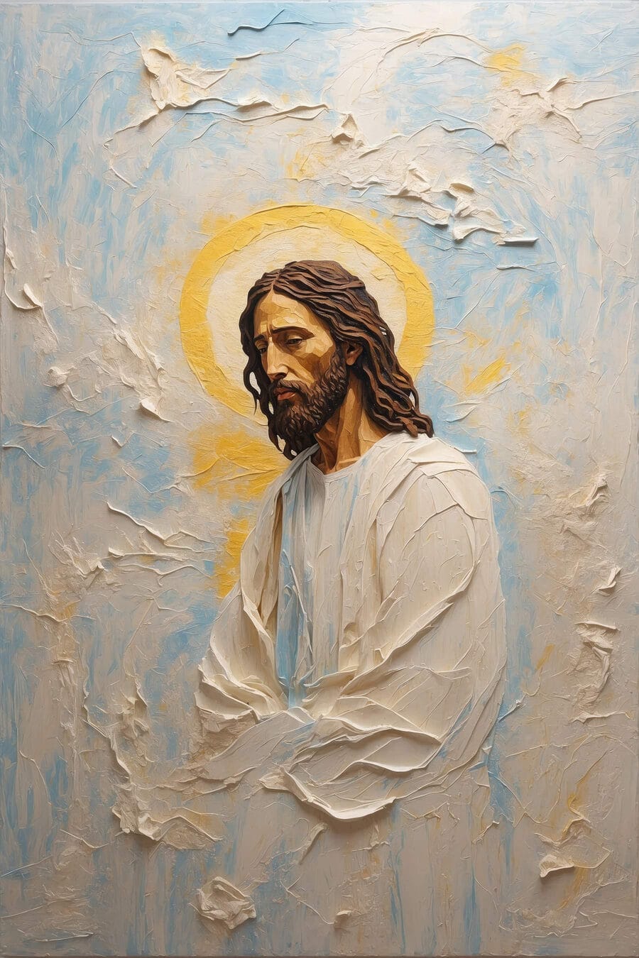 Jesus com auréola dourada — design completo