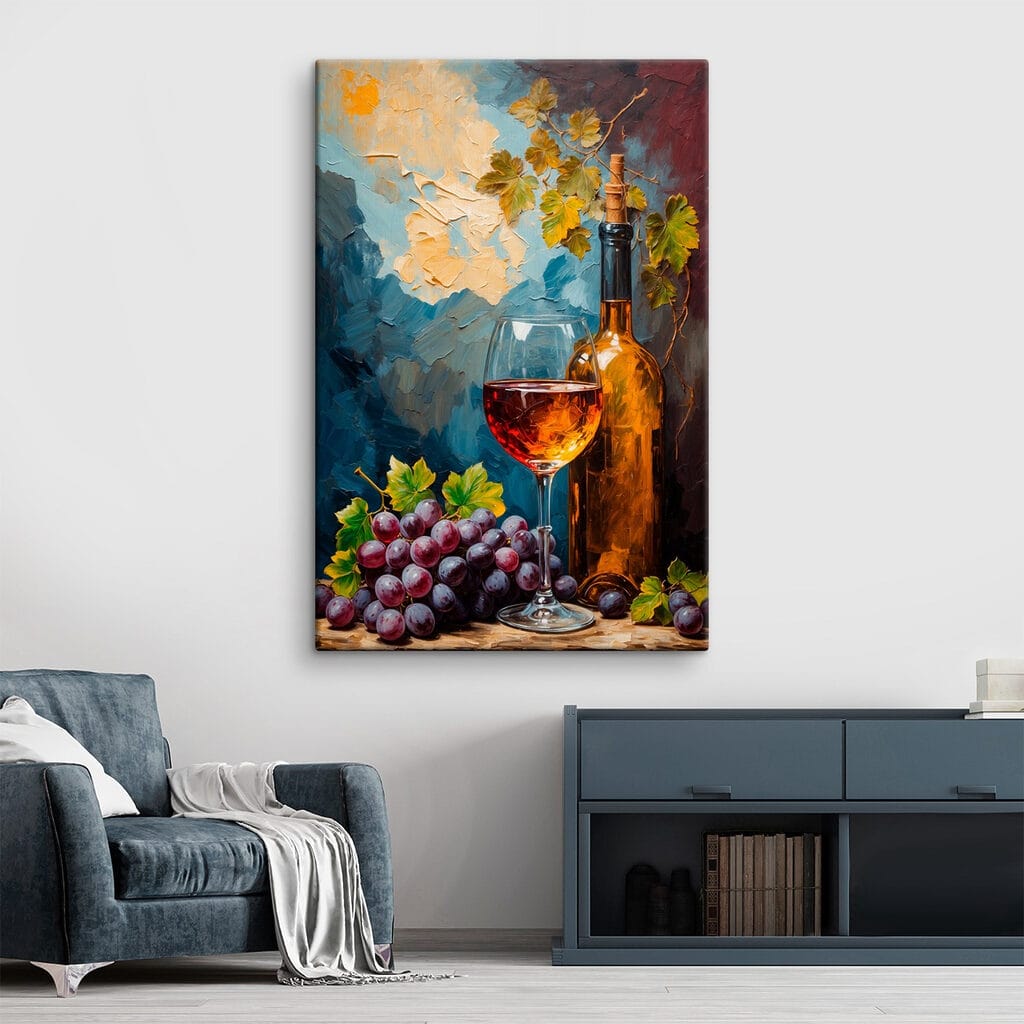 Garrafa e uvas roxas — interior 3