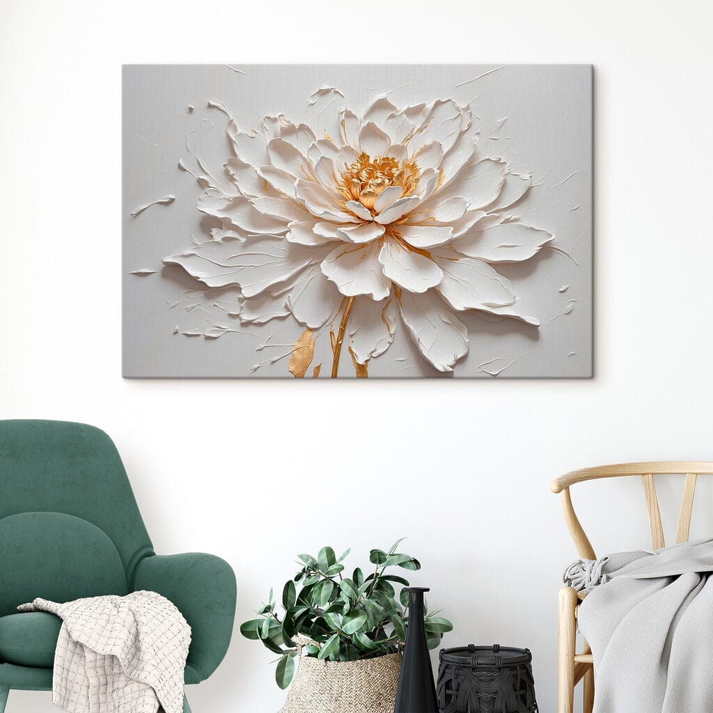 Flor branca em relevo — interior 2