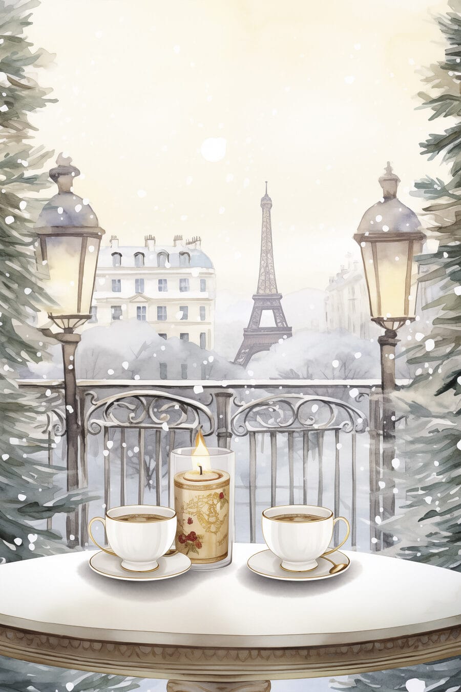 Torre Eiffel no inverno — design completo