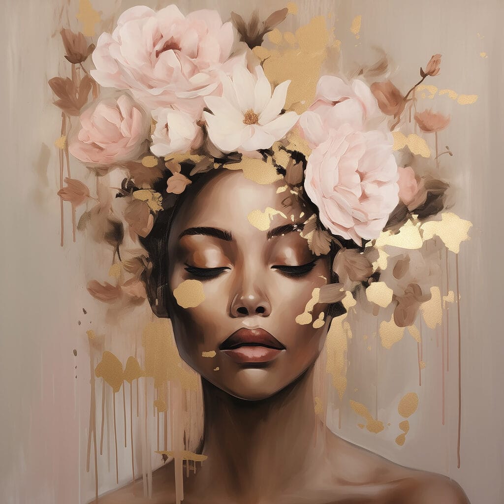 Mulher coroada de rosas — design completo