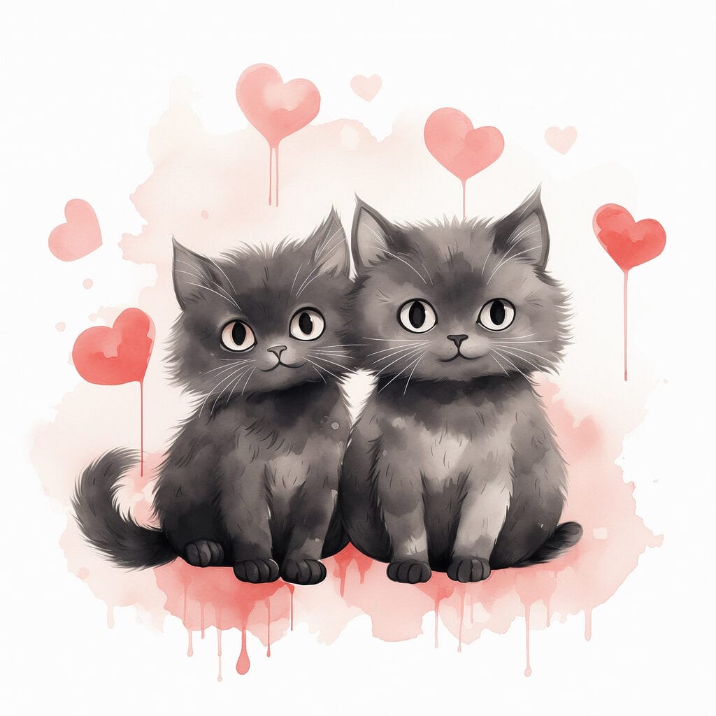 Dois gatinhos apaixonados — design completo