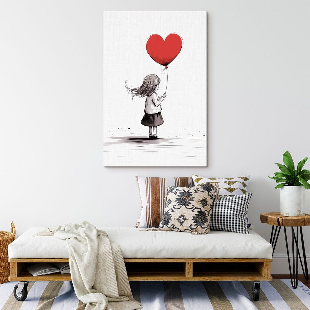 Rapariga com balão vermelho — interior 1