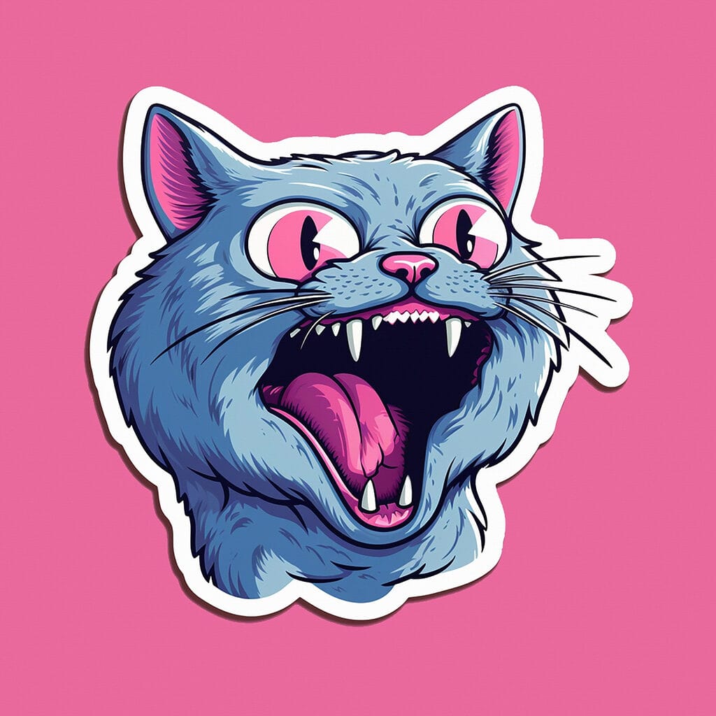 Gato de boca aberta — design completo