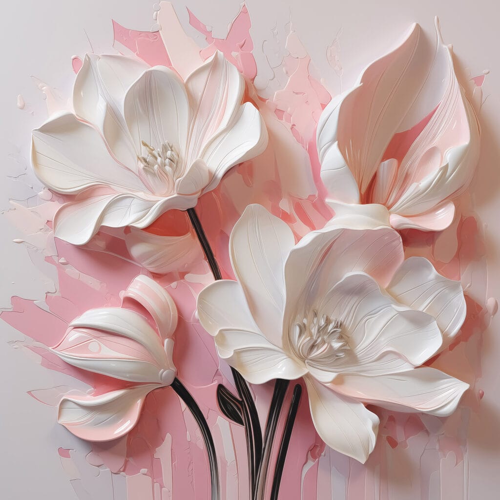 Flores brancas sobre rosa — design completo